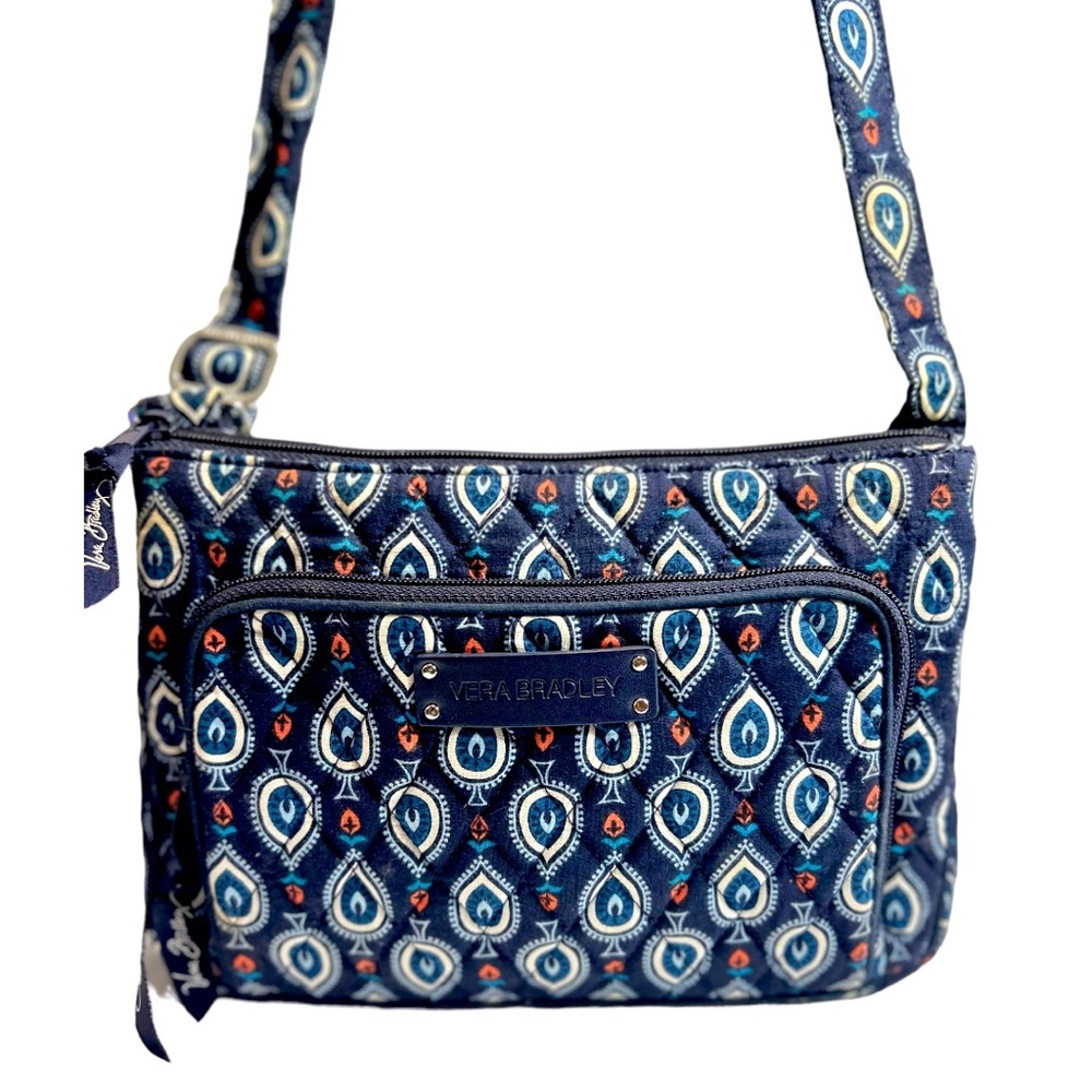 VERA BRADLEY Navy blue white orange flavor print handbag